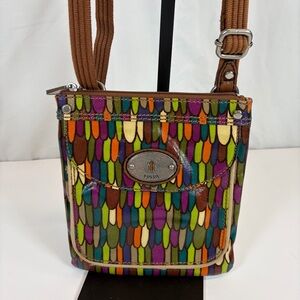 Fossil Key-Per Colorful Coated Canvas Crossbody Bag